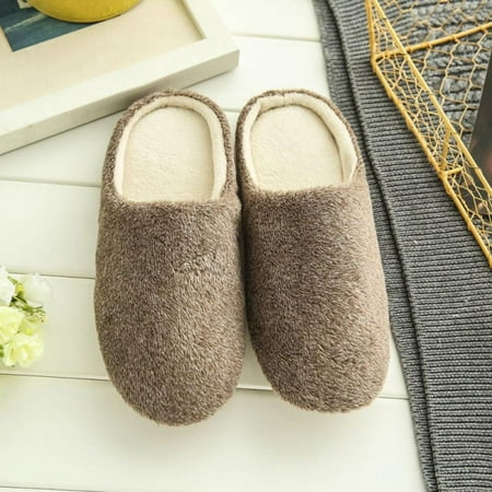 Women's Men  House Shoes Soft Warm Fleece Winter Cotton Slip-on Indoor Slippers
